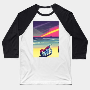 COOL SURREAL RETRO MOTORCYCLE ON THE BEACH Baseball T-Shirt